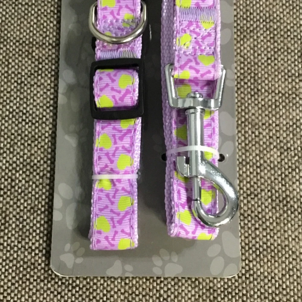 Brooklyn purple Pet Collar & Leash Set - Purple with Yellow Accents, NWT.